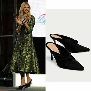 ZARA HIGH HEEL MULES WITH BOW. OPEN ANKLE